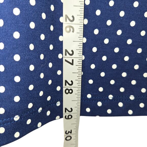Quacker Factory Jeanne Bice Women 2X Snap Front Top Blue White Polka Dot Stretch - Picture 7 of 11
